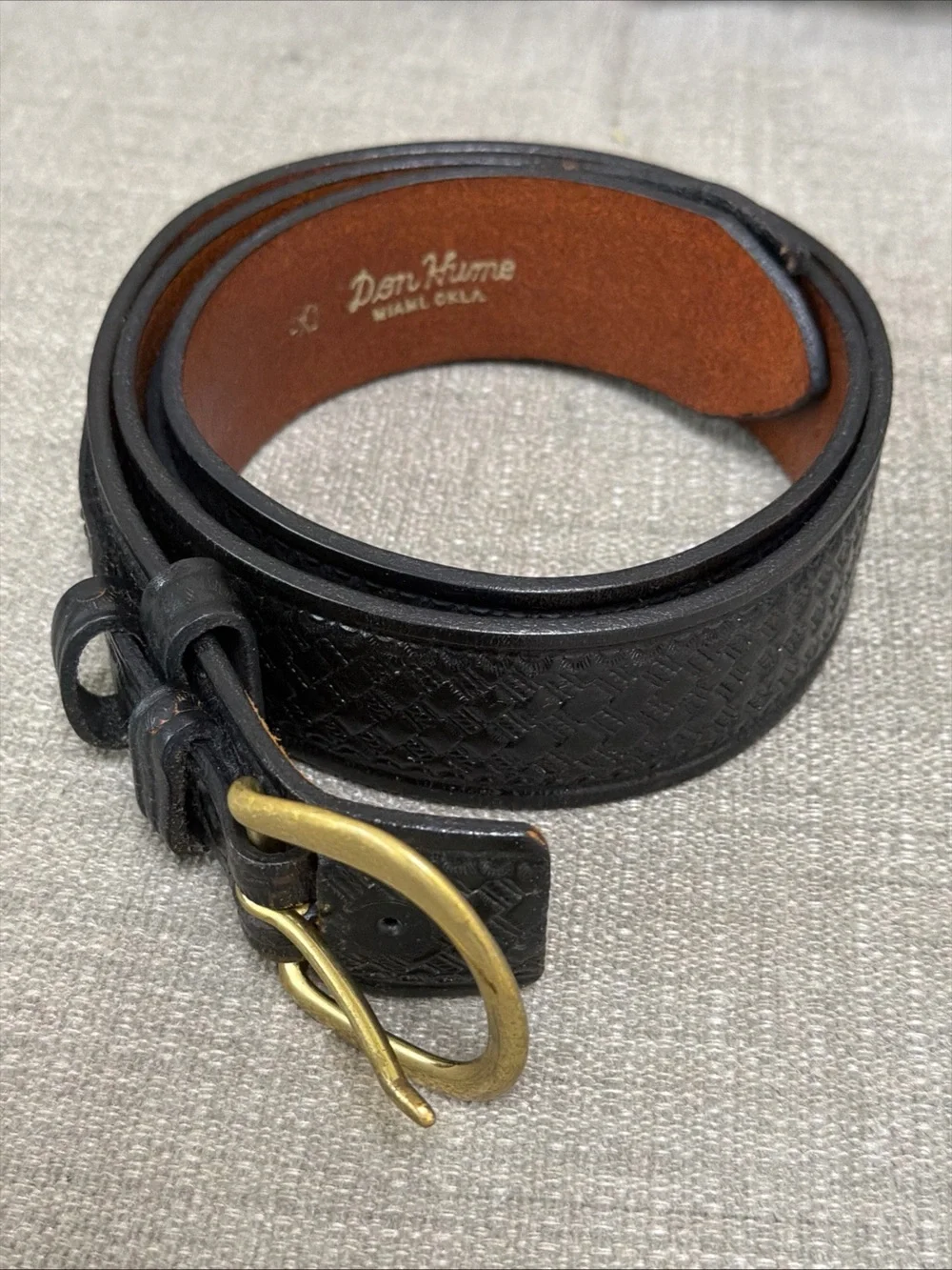Vintage Don Hume Basket Weave River Belt Black